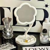Flower-shaped Makeup Mirror Rotatable Makeup Mirror With Tray Table Vanity