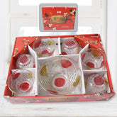 8234 Rose Glass Multipurpose Pudding Dessert Ice Cream Bowl Set For Home Use Home Kitchen Serving Bowl For Sundae Sweets Snacks Fruit Pudding Nuts Or Dip Serving Bowls 6 Medium 1 Big Bowl (Set Of 7 Pc)