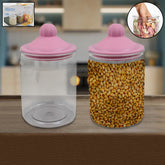 Transparent Kitchen Plastic Container Jar Set (2 Pcs Set 1100 Ml Approx)