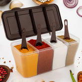 5578 Kitchen Multipurpose Air-tight 4 Sections Storage Containers Pickle (Achar) Jar With 4 Spoon For Each Section (1 Pc Mix Color)