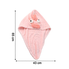 Soft Microfiber Cartoon Design Hair Drying Towel Wrap With Button Closure (1 Pc)