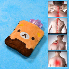 6527 Brown Panda Print Small Hot Water Bag With Cover For Pain Relief Neck Shoulder Pain And Hand Feet Warmer Menstrual Cramps.