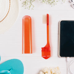 Portable Folding Toothbrush With Built-in Travel Case (1 Pc)
