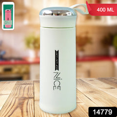 Water Bottle 400ml Leak Proof Glass Water Bottle With Daily Water Intake For Gym And Children Nice Bottle (1 Pc  White Color)