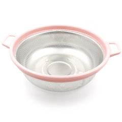 7147 Big Stainless Steel Colander With Handle Large Metal Mesh Basket Strainer For Pasta Spaghetti Berry Veggies Fruits  Kitchen Food Colander Dishwasher Safe (1 Pc )